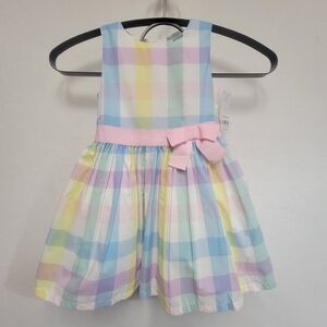 Carter's Girls Size 3T 100% Cotton Multicolor Plaid Dress with Pink Bow